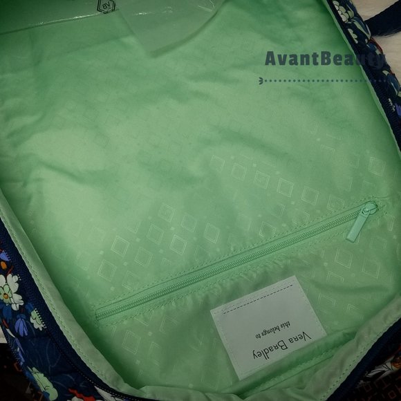 VERA BRADLEY Essential Large Backpack  Floral Blue Bursts Lunch Bunch Set New - Picture 3 of 16